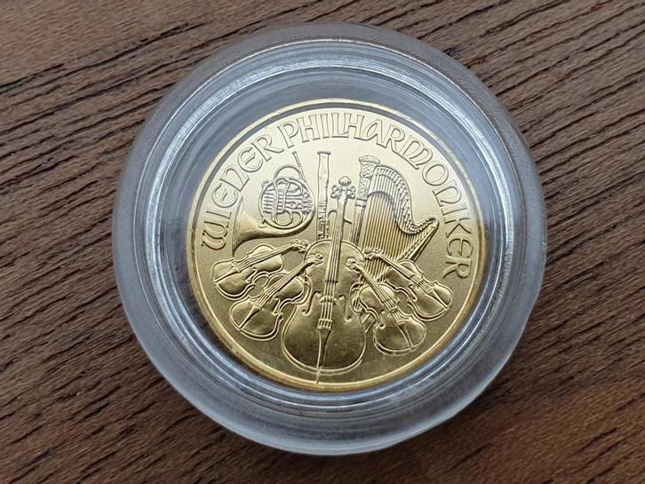 1/10 oz gouden Wiener Philharmoniker  2023 (G), Postzegels en Munten, Edelmetalen en Baren, Goud, Ophalen of Verzenden