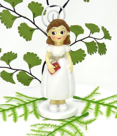 Zeer mooie communie meisje met een bijbel in haar handje., Hobby en Vrije tijd, Feestartikelen, Nieuw, Versiering, Geboorte of Huwelijk