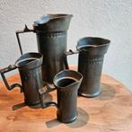 4 tinnen litermaten, Antiek en Kunst, Antiek | Tin, Ophalen of Verzenden
