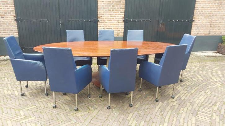vergadertafel met stoelen, Huis en Inrichting, Tafels | Eettafels, Gebruikt, 100 tot 150 cm, 200 cm of meer, Vijf personen of meer