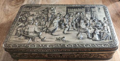 Antieke Teniers Blikdoos met Sleutel, Antiek en Kunst, Antiek | Overige Antiek, Ophalen of Verzenden