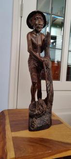 Prachtig houten beeld van Afrikaanse visser, Antiek en Kunst, Kunst | Beelden en Houtsnijwerken, Ophalen of Verzenden