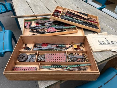 Houten bouwdoos met soort mecano, Antiek en Kunst, Antiek | Speelgoed, Ophalen