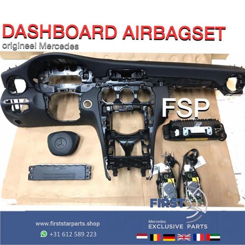 W205 C63 Dashboard leer + airbag set Mercedes C Klasse 2019, Auto-onderdelen, Dashboard en Schakelaars, Mercedes-Benz, Gebruikt