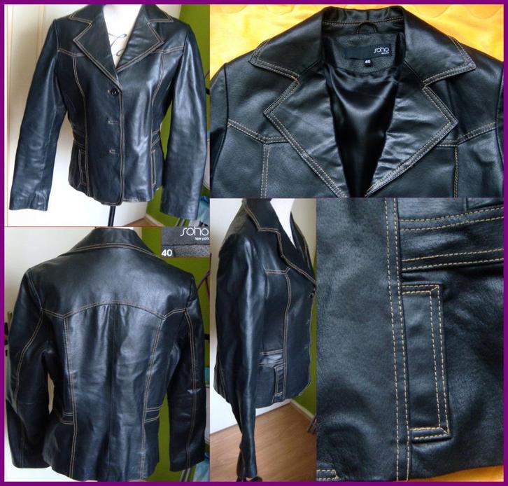 SOHO zwarte nieuwe echt leren (tussen) jas/colbert maat 40, Kleding | Dames, Jassen | Winter, Nieuw, Maat 38/40 (M), Zwart, Ophalen of Verzenden