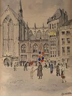 Ingekleurde litho Johan van Wolde, ingelijst, Antiek en Kunst, Ophalen of Verzenden