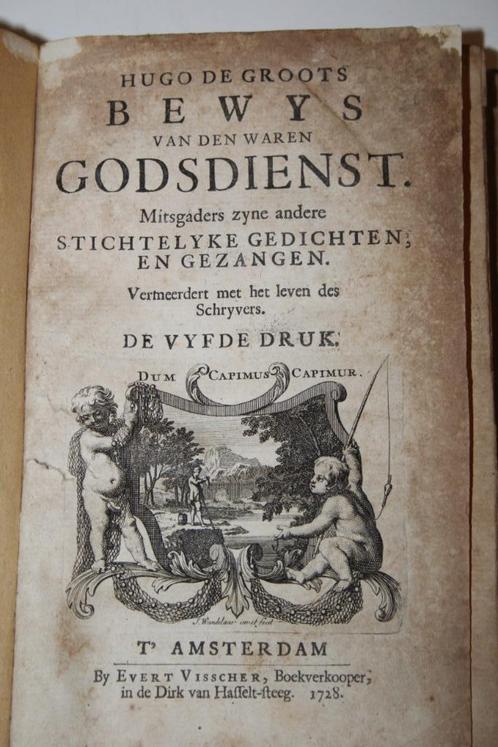 Hugo de Groot - Bewys vd waren godsdienst (1728, portret!), Antiek en Kunst, Antiek | Boeken en Bijbels, Ophalen of Verzenden