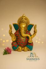 Brass Ganesh Murti met steentjes, Ophalen of Verzenden, Nieuw