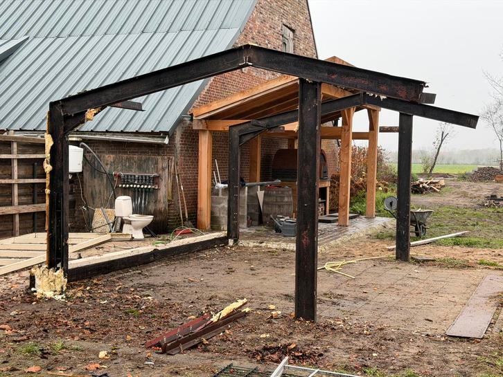 Stalen constructie voor overkapping (kapschuur), Doe-het-zelf en Verbouw, Metalen, Gebruikt, IJzer, Ophalen