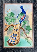 Cloisonné Westraven tegel met afbeelding van een pauw, Antiek en Kunst, Antiek | Wandborden en Tegels, Ophalen of Verzenden