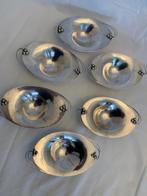 6 verzilverde art deco schaaltjes, Nieuwpoort, Kwatta, Ophalen of Verzenden