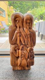 Houten beeld muzikaal gezin, Antiek en Kunst, Ophalen of Verzenden