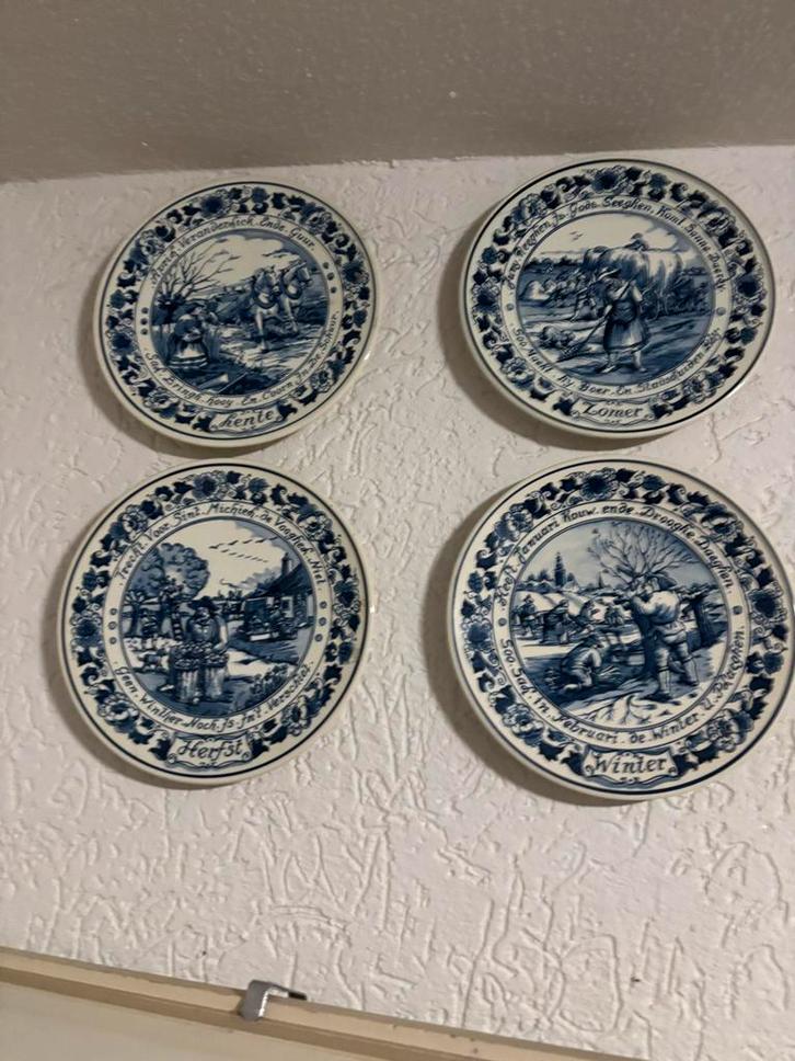 Delfts Blauw Seizoensborden, Antiek en Kunst, Antiek | Wandborden en Tegels, Ophalen