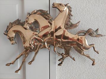 Vintage wall art paarden design messing wandkunst