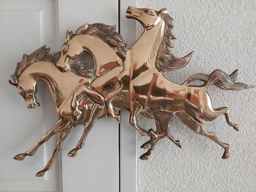 Vintage wall art paarden design messing wandkunst, Antiek en Kunst, Antiek | Wandborden en Tegels, Ophalen of Verzenden