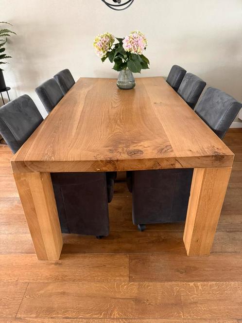 Massief Eiken Eettafel - Robuust & Uniek, Huis en Inrichting, Tafels | Eettafels, Gebruikt, 100 tot 150 cm, 200 cm of meer, Vijf personen of meer