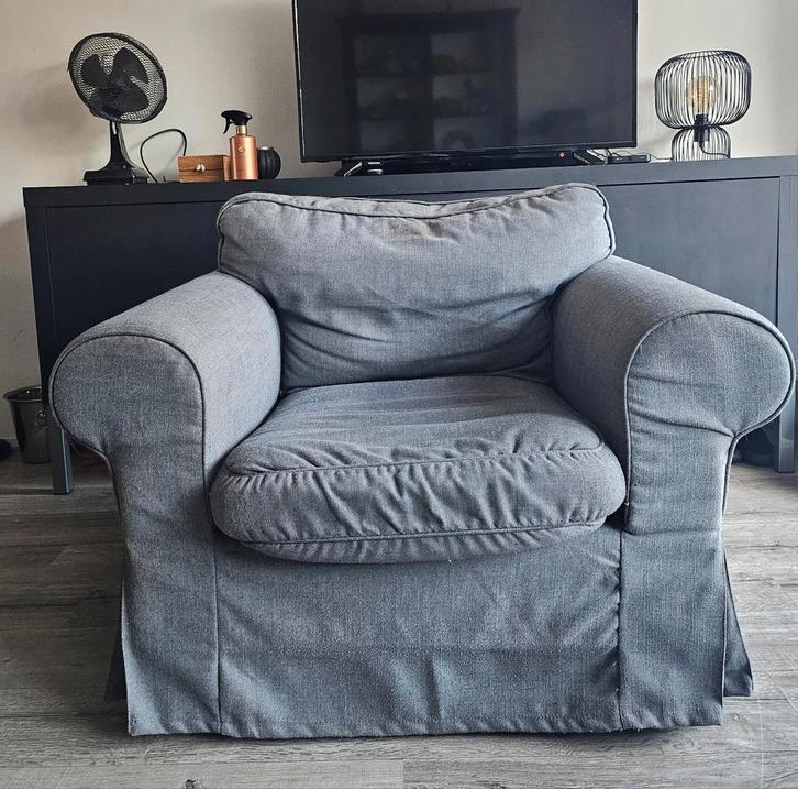 Ikea Ektorp Stoel - Grijze Wasbare Hoes, Huis en Inrichting, Fauteuils, Ophalen of Verzenden