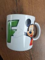 Mok met de letter F en Mickey Mouse, Ophalen of Verzenden, Mickey Mouse, Zo goed als nieuw, Servies