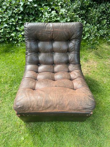 Design fauteuil/modulaire element jaren ‘70 echt leer beschikbaar voor biedingen