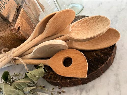 Lot vintage houten lepels - pollepels 7 stuks, Huis en Inrichting, Keuken | Keukenbenodigdheden, Gebruikt, Ophalen