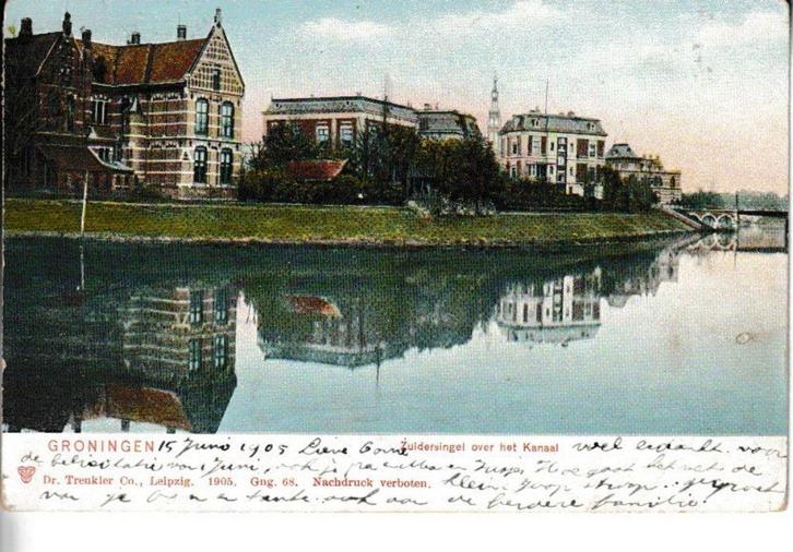 GRONINGEN - ZUIDERSINGEL over het KANAAL, Verzamelen, Ansichtkaarten | Nederland, Gelopen, Groningen, Voor 1920, Ophalen of Verzenden