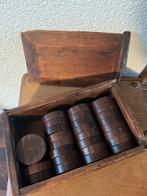 Sjoelschijven van zeer mooie qualtiteit in houten kist, Ophalen of Verzenden