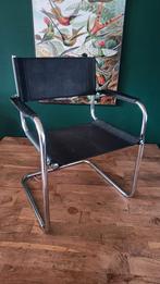 5x Vintage S34 Mart Stam Bauhaus buisframe stoel zwart leer, Huis en Inrichting, Stoelen, Vintage Bauhaus design, Leer, Vier, Gebruikt