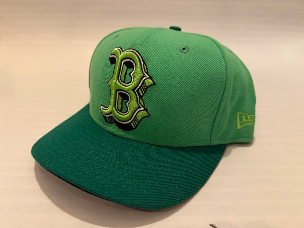 Groene New Era Boston Red Sox Cap - Maat 7 3/8 (58,7cm), Ophalen, Zo goed als nieuw, 58 of 59 cm (L, 7¼ of ⅜ inch), Pet