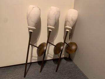 3 Nostalgische Hanglampen met Marmer beschikbaar voor biedingen