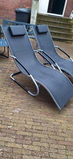 2 ligstoelen met hoofdkussen, Ophalen of Verzenden, Zo goed als nieuw, Aluminium, Verstelbaar