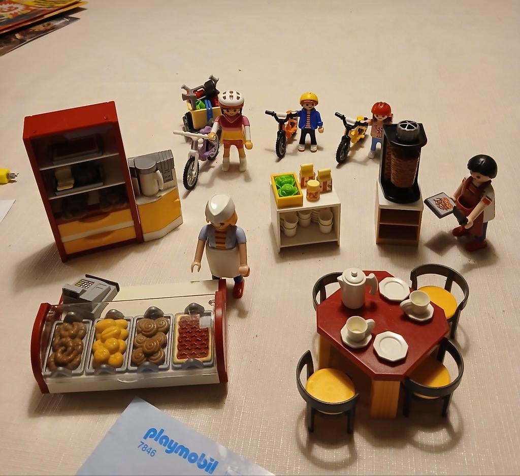 Playmobil cafetaria met kebab verkoper en zomerse fietstocht, Ophalen of Verzenden, Gebruikt, Complete set