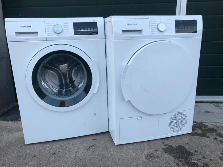 €549 SET wasmachine en condensdroger Siemens iQ300 8kg A+++, Witgoed en Apparatuur, Wasmachines, Zo goed als nieuw, Voorlader