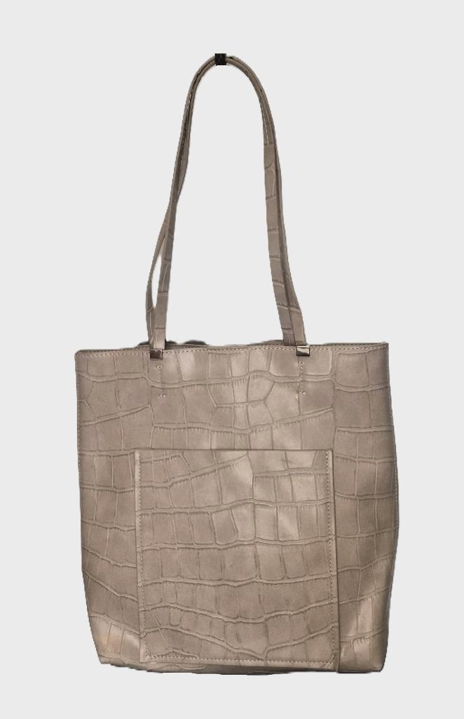 ZARA Shopper / Tas - Beige Croc Print (Krokodillenleer look), Sieraden, Tassen en Uiterlijk, Tassen | Damestassen, Zo goed als nieuw