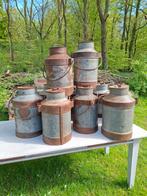 Oude brocante zinken melkbus vaas bloembak tuindecoratie, Tuin en Terras, Tuinwanddecoratie, Gebruikt, Ophalen of Verzenden, Nvt