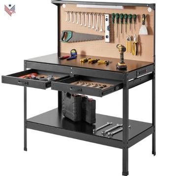 Stalen Werkbank met Pegboard - 100 kg draagvermogen beschikbaar voor biedingen