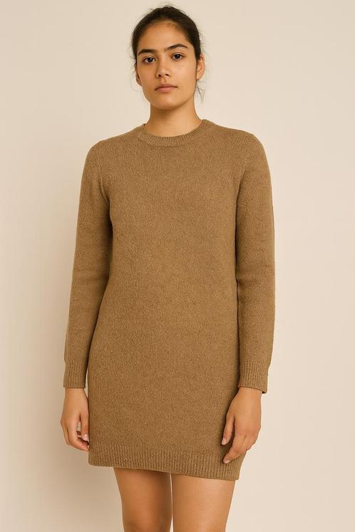 Wollen jurk maat L, Kleding | Dames, Jurken, Zo goed als nieuw, Maat 42/44 (L), Beige, Boven de knie, Ophalen of Verzenden