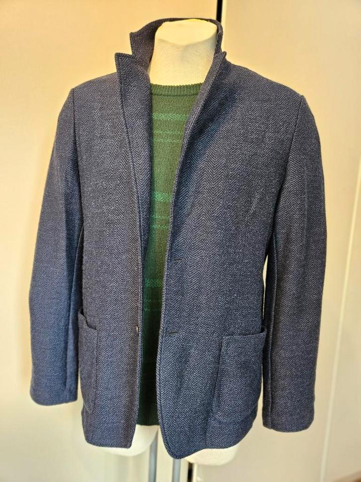 Gran Sasso Colbert/Vest Royal Blue Visgraat Tweed Maat 54, Kleding | Heren, Kostuums en Colberts, Zo goed als nieuw, Maat 52/54 (L)