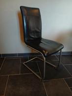 6 Zwarte Leren Eetkamerstoelen, Huis en Inrichting, Stoelen, Ophalen, Zwart, Leer, Vijf, Zes of meer stoelen