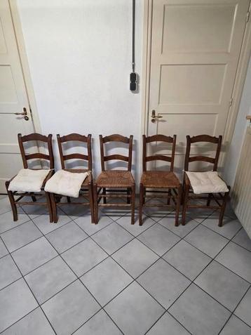 5 mooie oude rietgedekte stoelen, zie foto's beschikbaar voor biedingen