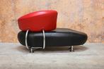 ZGANieuw! zwart rode leren Leolux Kikko design chaise longue, Leolux, Eenpersoons, Design, 150 tot 200 cm