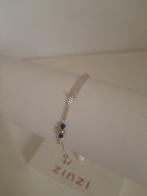 zilveren gourmet enkelbandje met zwarte bolletjes 15 cm, Ophalen of Verzenden, Nieuw, Zilver