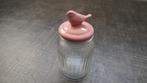 Glazen voorraadpot met roze deksel, Ophalen of Verzenden, Zo goed als nieuw