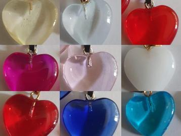 SALE Chrystal glas hart hanger 2 cm keuze uit 9 kleuren