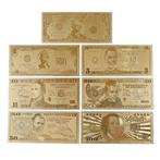 7 st. 24k bladgouden Dollar Biljetten 1/2/5/10/20/50/100, Setje, Verzenden, Midden-Amerika