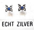 Mooie zilveren oorbellen, vlinder met blauw steentje (6917), Ophalen, Nieuw, Blauw, Zilver