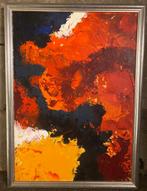 Kleurrijk schilderij met abstracte voorstelling gesigneerd H, Ophalen