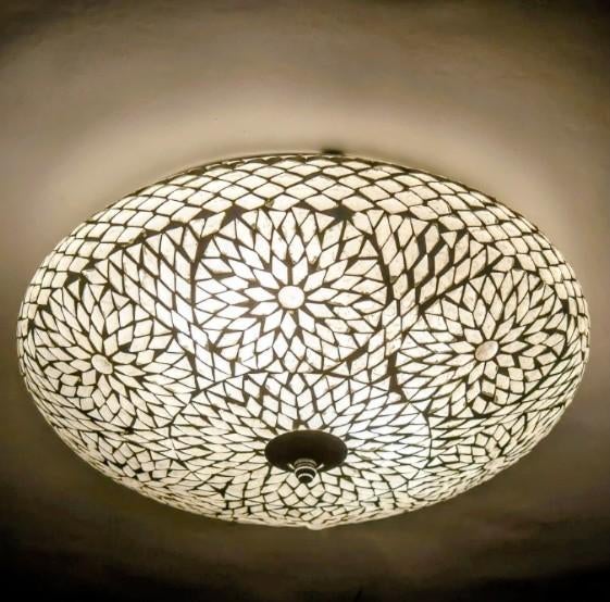 Oosterse mozaïek plafondlamp - 38cm diameter, Onbekend, Nieuw, Ophalen of Verzenden, Glas