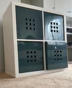 Ikea Kallax kastje, 2x2 vakken, wit, met Lekman inzetbakken, Ophalen, Met plank(en), Gebruikt, 50 tot 100 cm