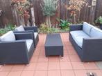 Tuinset;  Bank, 2x fauteuils, kussens, tafeltje. Gratis, Ophalen, Gebruikt, Bank, Loungeset