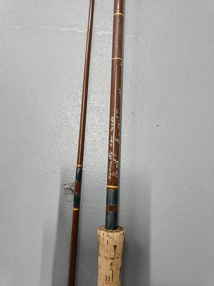 Handmade holglas old skool spin vlok hengel 2.82m 2d., Watersport en Boten, Hengelsport | Roofvissen, Gebruikt, Werphengel, Ophalen of Verzenden